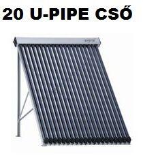 NEW ENERGY Napkollektor U-csöves 20 csöves vákumcsöves U-Pipe ferde tetős tartókerettel! Ezeknél a vákuumcsövekbe vezetett rézcsőben folyik a fagyálló (SC-U-20_NAPKOLLEKTOR)