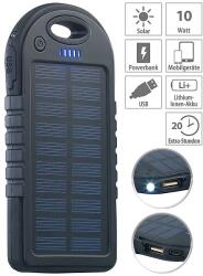 ReVolt Napelemes powerbank 4000 mA akkumulátoros telefontöltő, ütés és csepp állló, beépített akkumulátorral + napelem 2 USB 5V (NAPELEMES_POWERBAN_4000mA)