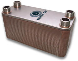  Lemezes hőcserélő 80 lemezes 286 mm hosszú 450kW 4x1 külső csatlakozással (BA-32-80_lemezes_hocserelo)