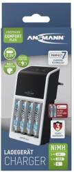 ANSMANN Comfort Plus töltő, 4xAA, fekete-fehér, kompakt
