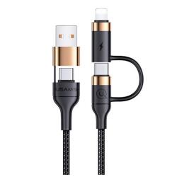 USAMS SJ483USB01 1, 2m USB/Type-C - Lightning/Type-C fekete adat- és töltőkábel (SJ483USB01)