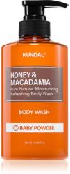 KUNDAL Honey & Macadamia Baby Powder gyengéd tusfürdő gél hidratáló hatással 500 ml