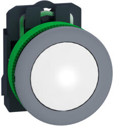 Schneider Electric Harmony XB5 - XB5FVM1C0 - panelbe süllyesztett komplett műanyag LED jelzőlámpa, Ø30, 230VAC, fehér, szürke körgyűrű (XB5FVM1C0)