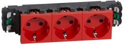 Legrand Program Mosaic 3x2P+F DLP aljzat reteszelt, sínezett, rugós, piros - 77423 (77423)