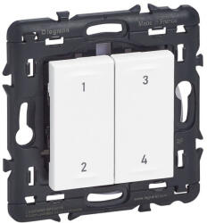 Legrand 077026L Program Mosaic-Netatmo okos vezeték és elem nélküli 4-es szcenárió kapcsoló (KTV), falon kívüli, keret nélkül, fehér (077026L)