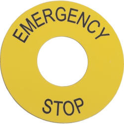 Schneider Electric Easy Harmony XB2 - ZB2BY9330C - Köralakú felirati tábla, Ø60 mm, jelölt EMERGENCY STOP, műanyag (ZB2BY9330C)