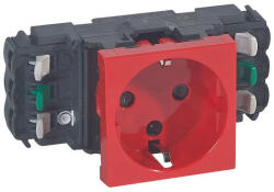 Legrand Program Mosaic 1x2P+F DLP aljzat reteszelt, sínezett, rugós, piros - 77421 (77421)