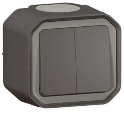 Legrand Plexo 55 falon kívüli kettős váltókapcsoló 10A, összeszerelt, antracit, LEG069775L (069775L)