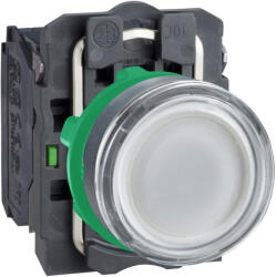 Schneider Electric Harmony XB5 - XB5AW3165 - komplett műanyag BA9s izzós világító nyomógomb, Ø22, visszatérő, 1NO+1NC, 250V, fehér (XB5AW3165)