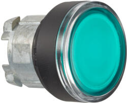 Schneider Harmony XB4 - ZB4BW337 - fém világító nyomógomb fej, Ø22, visszatérő, BA9s izzóhoz, zöld, fekete perem (ZB4BW337)