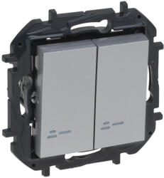 Legrand 863318B Niloé Step kettős váltókapcsoló jelzőfénnyel, alumínium (863318B)