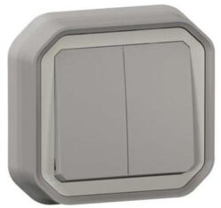 Legrand 069815L Plexo 55 süllyesztett kettős váltókapcsoló 10A, összeszerelt, szürke (069815L)