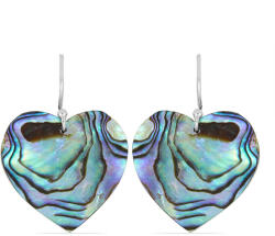  Ezüst Szív Fülbevaló - Fekete Gyöngyház - 46x25mm