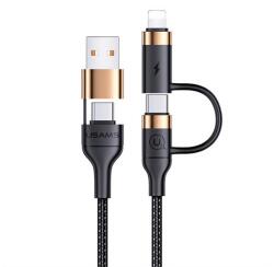 USAMS U62 cablu de date (USB/Type-C - fulger/Type-C, 60W, încărcător rapid PD, 120cm) NEGRU (SJ483USB01)