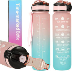 Malatec Kulacs beépített szívószállal 1l - rózsaszín/kék