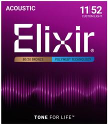 ELIXIR - 80/20 Bronze PolyWeb 011 - 052 Custom Light Akusztikus gitárhúr
