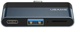 USAMS adapter (USB+Type-C aljzat, microSD kártyaolvasó - Type-C) SÖTÉTSZÜRKE SJ491HUB01 (SJ491HUB01)