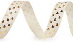Fashion Szív mintás ripsz szalag, arany szivecskék, 15mm, 5m, 430842, fehér-arany