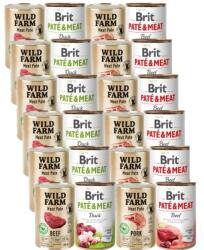 Brit BRIT PATE & MEAT + WILD FARM Pate Mix ízek 24x400g