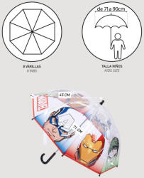  Bosszúállók Mighty gyerek átlátszó esernyő Ø71 cm