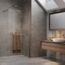 Radaway Perete de dus Walk-In, cupru periat, Radaway Modo New Brushed Copper II cu port prosop 389104-93-01W (389104-93-01W)