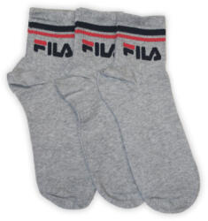 Fila Unisex Pamut Zokni - Bordázott Szár, 3 Pár, Szürke, 43-46