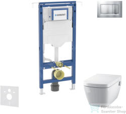 Geberit Duofix falra szerelhető WC szett, Tece Teceone bidés WC soft close ülőkével, Sigma 30 matt/fényes króm nyomólappal SANI11CT2101 (SANI11CT2101)