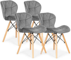 Homelux Set de 4 scaune din catifea gri (KJC208_GRAY)