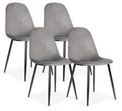 Homelux Set de 4 scaune din catifea gri (J933_GRAY)