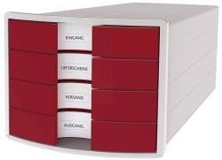 HAN Suport cu sertare, plastic, cu 4 sertare, rosu, HAN Impuls (HA-1012-17)