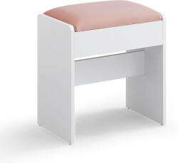 VASAGLE RDS001W01 Fésülködőasztal Ülőke Bársony Párnázott Fehér-Rózsaszín (EUZ-RDS001W01) - prodis
