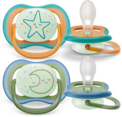 Philips játszócumi ultra air éjszakai 18hó neutral 2db - babamarket