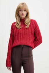 HUGO BOSS pulóver gyapjúkeverékből meleg, piros, félgarbó nyakú, 50550210 - piros L