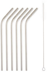 G21 BeEco Party fém szívószál, 6db ezüst, ívelt + tisztítókefe (GST2002PA6) - platinashop