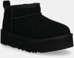 Ugg gyerek hócipő velúrból CLASSIC ULTRA MINI PLATFORM fekete - fekete 32.5