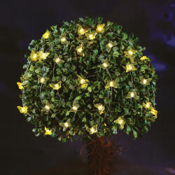 Garden of Eden Szolár fényfüzér - pillangó - 2, 4 m - 25 melegfehér LED (55220C) - platinashop