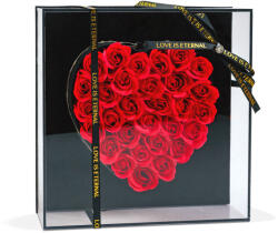  Műrózsák szívalakban díszdobozban - LED-es - 29 x 29 x 6, 2 cm (DA01202)
