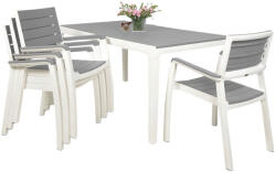 Keter Harmony kerti bútor szett, asztal + 4 szék fehér/világos szürke (610084) - platinashop