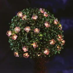 Garden of Eden Szolár fényfüzér - virág - 2, 4 m - 25 melegfehér LED (55218C) - platinashop