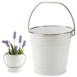 Fehér vödör fogantyúval ezüst szegéllyel