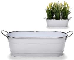  kaspó két füllel ovális fehér színben