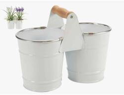  Ültető kaspó, dupla, fehér, ezüst szegély