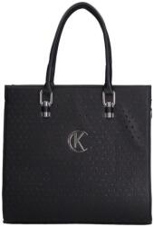 CHIARA Karen fekete erezett / lézervágott rostbőr női kézi / válltáska d648-l karmen