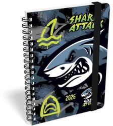 Lizzy Card Határidőnapló LIZZY CARD B/6 heti spirálozott gumis Shark attack 2026 (21583) - robbitairodaszer