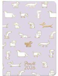 Planall Zsebnaptár PLANALL B/6 heti álló fehér lapos aranyozott Pupper 2026 (21548) - robbitairodaszer