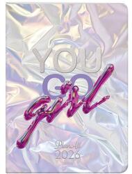 Planall Zsebnaptár PLANALL B/6 heti álló fehér lapos aranyozott Girl 2026 (21551) - robbitairodaszer