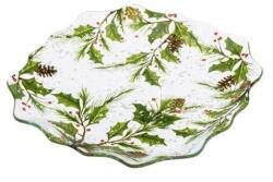 Dakls Karácsonyi üvegtányér / üvegtál - 19, 5x1, 7x19, 5 cm - fenyőágas (VR-DOR21006)