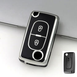  Toyota bicskakulcs 2 gombos TPU tok fekete ezüst (TPE001EFK)