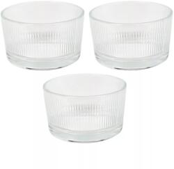 Gastro Set 3 boluri rotunde din sticlă cu model canelat, Înălțime: 150 mm, Lungime: 90 mm, Latime: 90 mm Castron