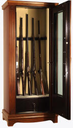Semenic Gozna Dulap arme cu vitrină, 10 arme, imbrăcat in lemn masiv (PFCLV200T)